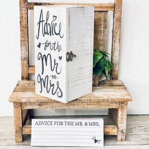 NWT DESIGNS BY Kathy advice for the Mr & Mrs White wooden Wedding box w/ notepad